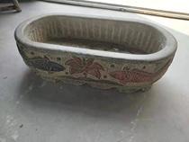 Old object stone carving rectangular fish tank flower pot stone tank courtyard outdoor fish pond blue stone flowing water stone trough ornaments