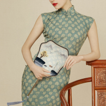 (Free brocade box)Handmade double-sided embroidery New Chinese style Ancient style retro Hanfu cheongsam accessories round fan group fan