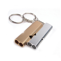 Outdoor survival whistle life-saving whistle high frequency aluminum alloy double tube explosion sound whistle referee whistle anti-wolf artifact portable