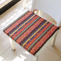 Mediterranean Cotton Linen Chair Cushion Thai Style National Wind Chair Sponge Cushion Student Lace Office Cushion Custom