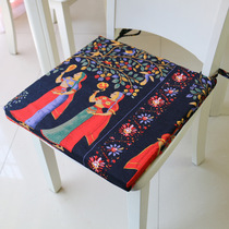 Southeast Asian national wind cotton chair cushion tablecloth anti-slip fabric with memory cotton cushion bench mat sedentary chair mat