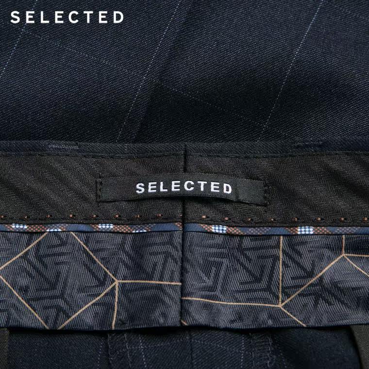 SELECTED思莱德男士格纹商务款修身西裤B|41536A006