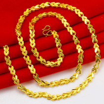 Gold necklace 9999 pure gold female models love-shaped inverted mold chain wedding jewelry coarse mother pure gold jewelry