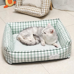 Demolition of pet nest Cat and dog non -sticky hair four seasons platform cages with cotton, Small Massamin cloth anti -sliding square sofa