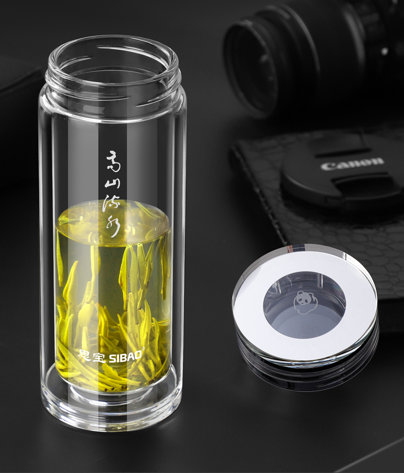 思宝高山流水1号2号3号玻璃杯车载保温杯水晶双层办公杯礼品杯