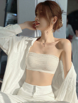 No shoulder strap Breasted Breasted Underwear Female small chest collection Breast Anti Slip Anti-Walk Light Wrap Chest Invisible Thin Bra Hood