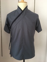 Sauce Monarch Original Hanfu Handed on top coat half-arm short sleeve blouses cotton linen loose summer clear and daily mens leisure