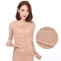 Autumn and winter skin color dance bottoming shirt plus velvet invisible tight flesh color performance clothing thermal underwear square dance bottoming clothing