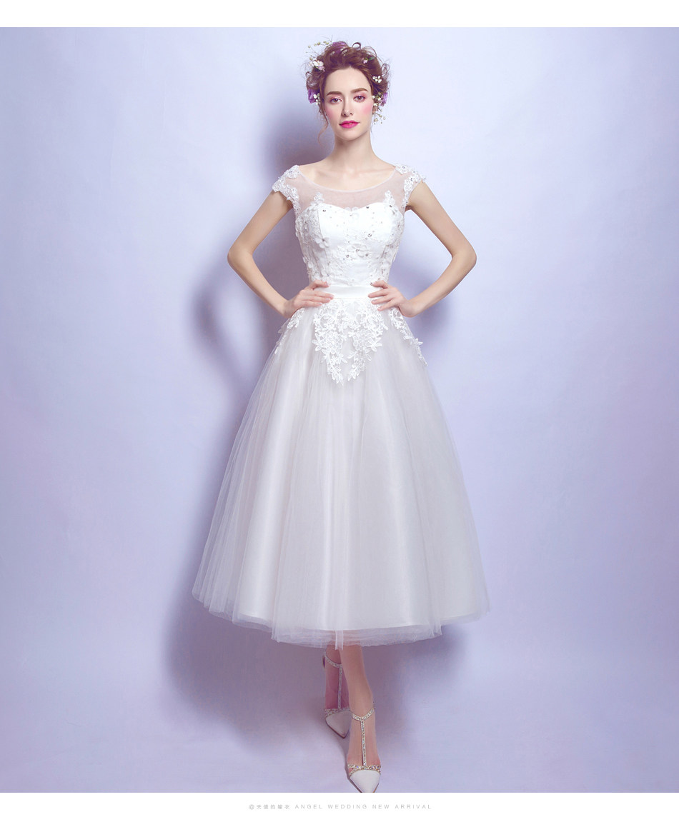 预7天发货 仙女气质 白色花朵伴娘服装生日短款婚纱小礼服 2768t