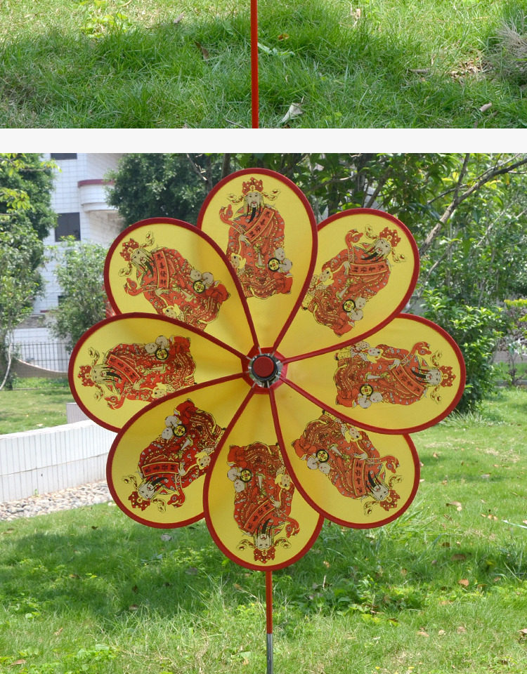 户外装饰转运风车牛津布八叶财神爷参拜花市楼盘景区开业布置