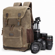Double shoulder photography bag retro mens and womens waterproof backpack inner lens SLR digital camera tripod back