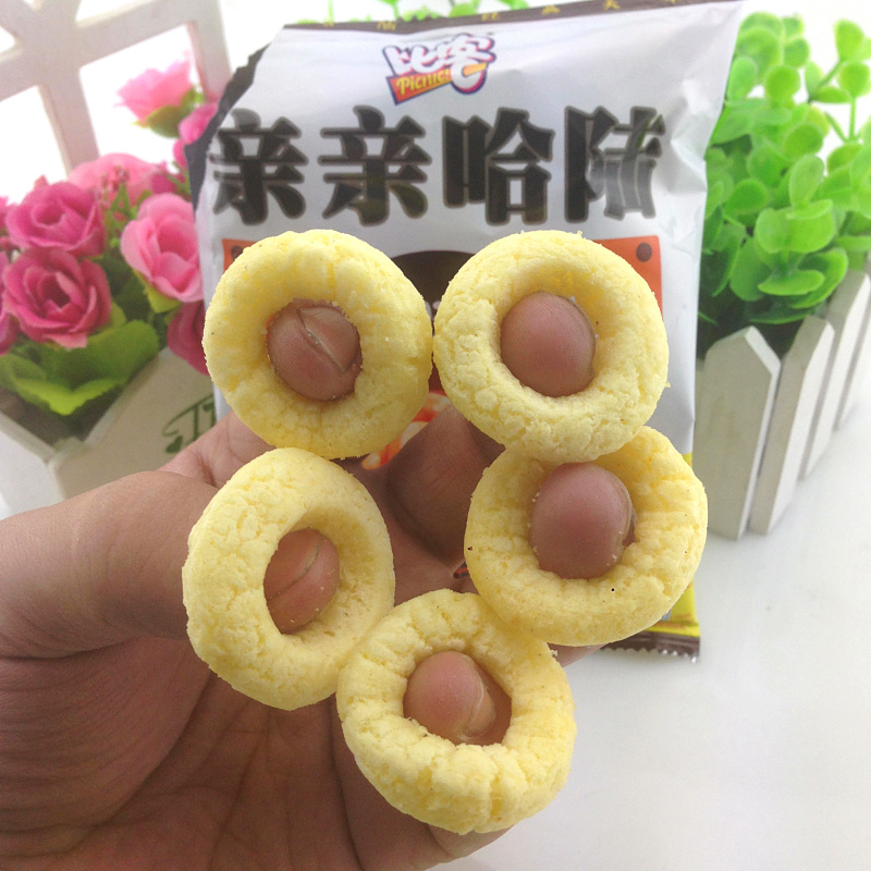 亲亲哈陆22克鸡味圈儿时的味道休闲零食正宗抚顺比客膨化食品包邮