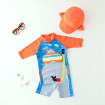 British childrens swimsuit boy sunscreen conjoined Shark Boy baby baby swimming suit set diving surf suit