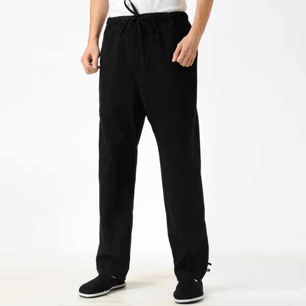 中国风纯棉盘扣运动裤男士休闲裤男裤子居士裤如意裤练功绑腿裤子