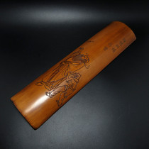 Antiques Miscellaneous bamboo carvings Wenfang Antiques Modern famous Bingyun Zhong Kui blessing bamboo arm rest has high collection value