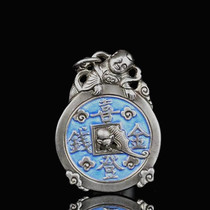 Antiques Miscellaneous Antiques Old silverware Old silver jewelry Old goods Qing Dynasty sterling silver Cloisonne Hanging pendant