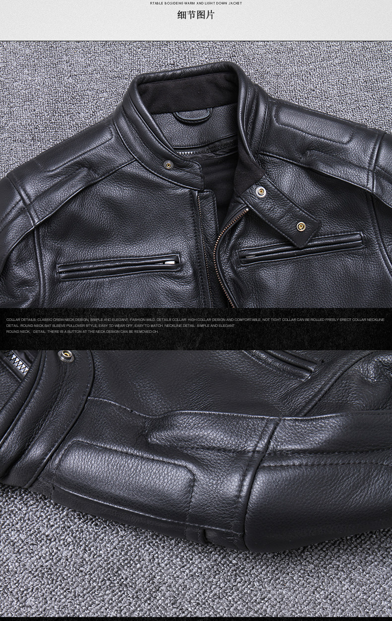 秋冬款哈雷真皮皮衣男立领休闲头层厚牛皮机车服皮夹克外套骑行服