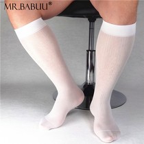 Mens Sexy Silk Socks Summer Thin and Deodorant Silk Socks Business Leather Socks High Cylinder
