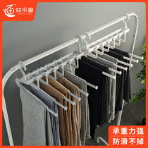 Multifunctional pants rack mobile telescopic multi-layer hanger folding pants with clamp closet folding pants