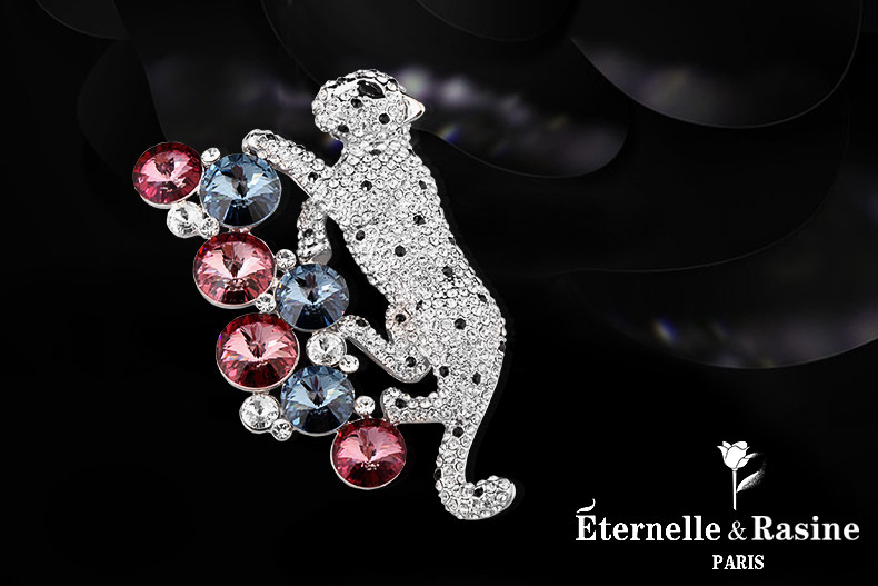 法国Eternelle采用正品奥地利元素水晶胸针 豹