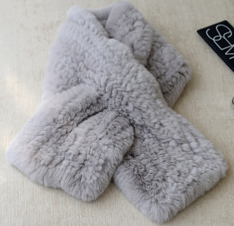 气质型韩版獭兔毛皮草围巾手工编织兔毛围巾围脖冬季保暖围巾女