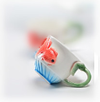 Enamel porcelain goldfish phalaenopsis tea cup tea set wedding set tea set wedding gift creative flange ornaments office