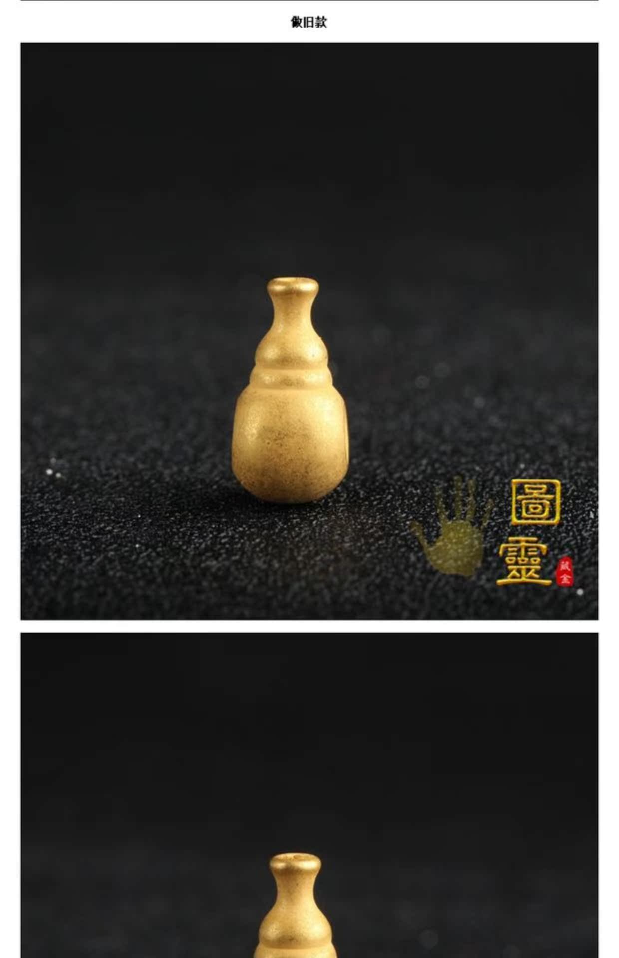 足金3d硬金24k黄金佛头三通佛塔 素/光面一体藏式纯金佛头9-18mm