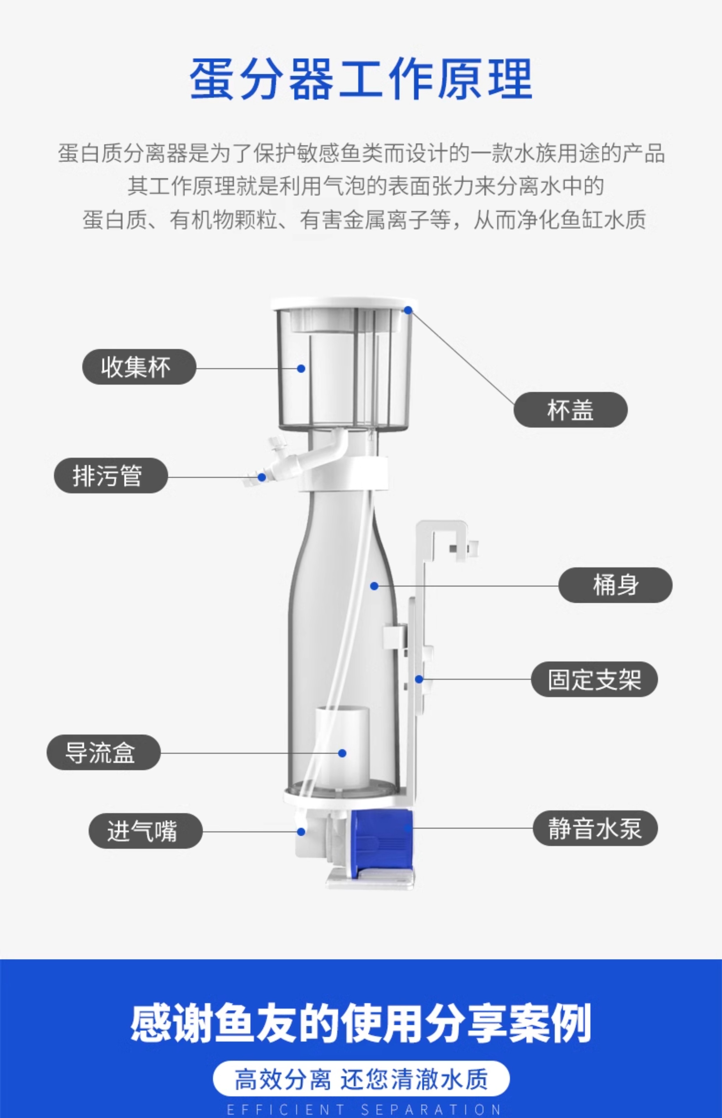 中科海水缸小蛋分静音运行背滤迷你雾化器海水缸过滤器reef80in