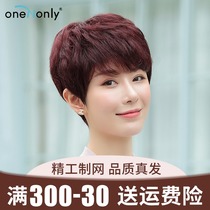 Wig female short hair natural short curly hair real hair silk middle-aged and elderly full head fluffy real hair face repair mother hair cover