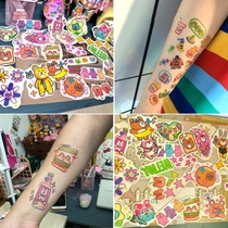 Cartoon Color Tattoo Sticker Original Female South Korea Emulation Persistent Teenage Girl Hearts Cute Flower Arm Mesh Red Jins Wind