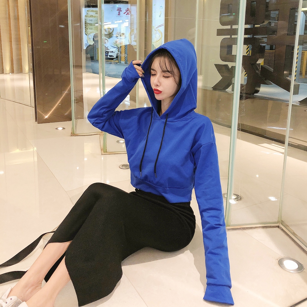 连帽卫衣配半身裙中长款2019秋季新款网红套装开叉包臀长裙两件套
