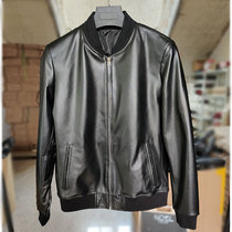 New leather leather jacket mens jacket baseball uniform fashion locomotive short mens sheepskin jacket fur coat winter