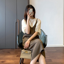 Harness Skirt Suit Woman Summer Thin foam Blister Sleeves Skirt two sets of harnesses Even dress Skirt Design Sensation Little crowdsourced