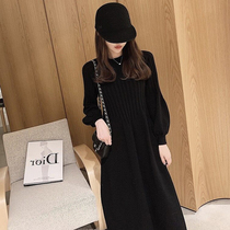 Long sweater skirt over the knee padded knitted bottom dress women's autumn and winter with coat skirt temperament
