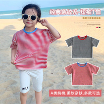 Female baby short sleeve T-shirt children cotton base shirt summer baby half sleeve coat childrens clothing Spring and Autumn Tide Korean version