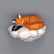 Sleeping pendants on the clouds Handmade paper art Wall decorations Wall decorations Fox animal stereo
