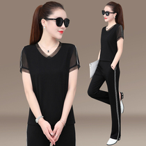 Loose Ice Silk 2021 new summer sports suit female foreign style summer thin casual wear two-piece fashion