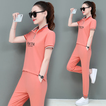 Summer thin sports suit women Summer short sleeve Ice Silk fashion 2020 New loose running casual wear tide