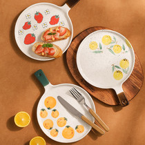 Ceramic 7-inch pizza baking tray oven with steak dishes Advanced sense tray Grill Pan Handle cheese Baking Pan