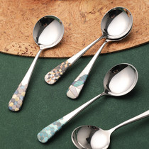 Han Style Spoon 304 Stainless Steel Long Handle Spoon Soup Spoon Home Creative Meal Spoon Children Eat Round Tablespoon Net Red