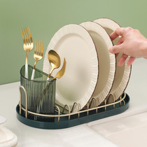 Light Extravagant Iron Art Bowl Pan Drain Rack Domestic Countertop Cutlery Rack Bowl shelf Multi-functional bowls chopstick containing deviner