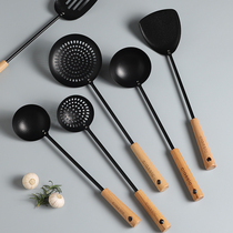 Kitchen Pan Shovel Home Suit Stainless Steel Long Handle Big soup spoon Anti-scalding high temperature resistant frying shovel frying shovel cookware leaking spoon