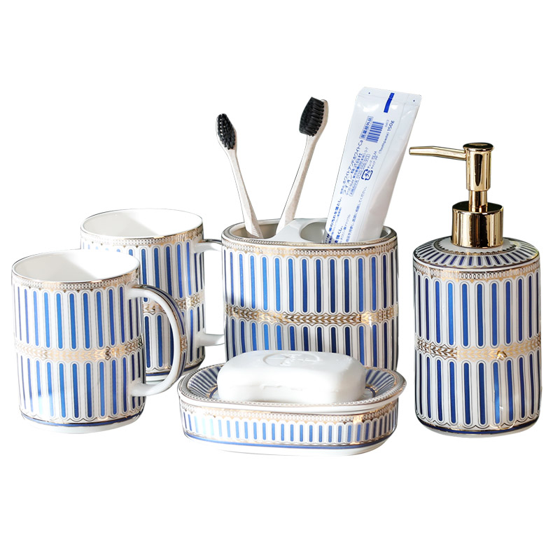 European light set ceramic sanitary ware has five key-2 luxury for wash gargle suit household gargle cup toothbrush cup suite bathroom toilet