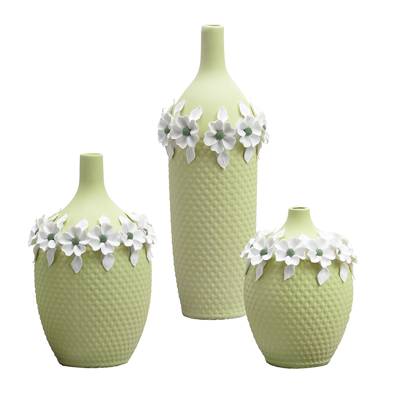 Ceramic vase furnishing articles three - piece little pure and fresh and creative home I and contracted Europe type TV ark, sitting room adornment