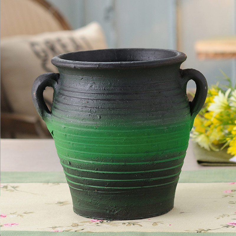 New Chinese style restoring ancient ways pottery vase creative flower arranging dried flowers sitting room tea table table decorations thick TaoHua furnishing articles