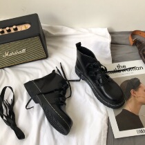 Small sun family Martin boots womens shoes 2021 new British style all-round flat high-top boots pu boots leather boots ins