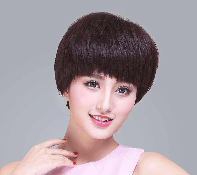 时尚假发女短发篷松真人发 直发套微卷自然逼真个性帅气韩国v98