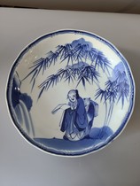 Antique collection Japanese Manchukuo period hand-painted figure patterns old porcelain with green flower porcelain