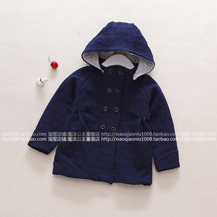 Clearance Children's Windbreaker Coat Girls' Windbreaker Coat Mid-length Spring and Autumn Baby Hooded Double Breasted 90cm High