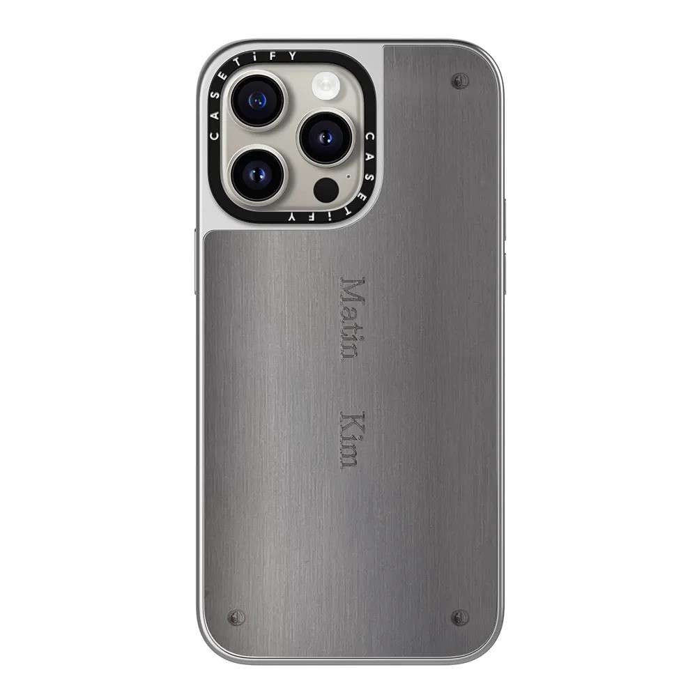 Matin Kim磁吸手機殼適用iPhone 15極簡時尚銀框牛仔防摔保護套